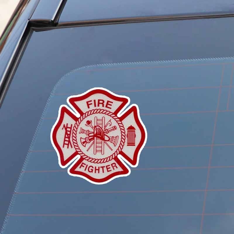 14CM*14CM Warning Fire Fighter Funny Decal PVC Car Sticker