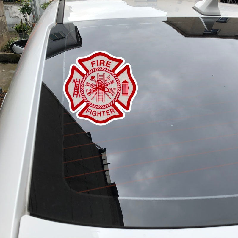 14CM*14CM Warning Fire Fighter Funny Decal PVC Car Sticker