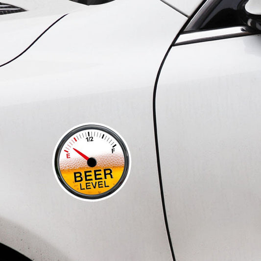 14CM*14CM Funny Beer Level Meter Gauge Decal PVC Car Sticker