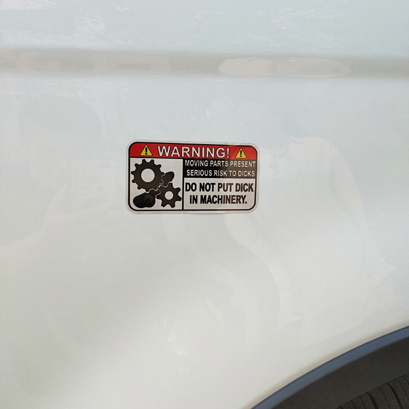 10.4CM*5.5CM Funny Warning In Machinery Car Sticker  PVC Decal