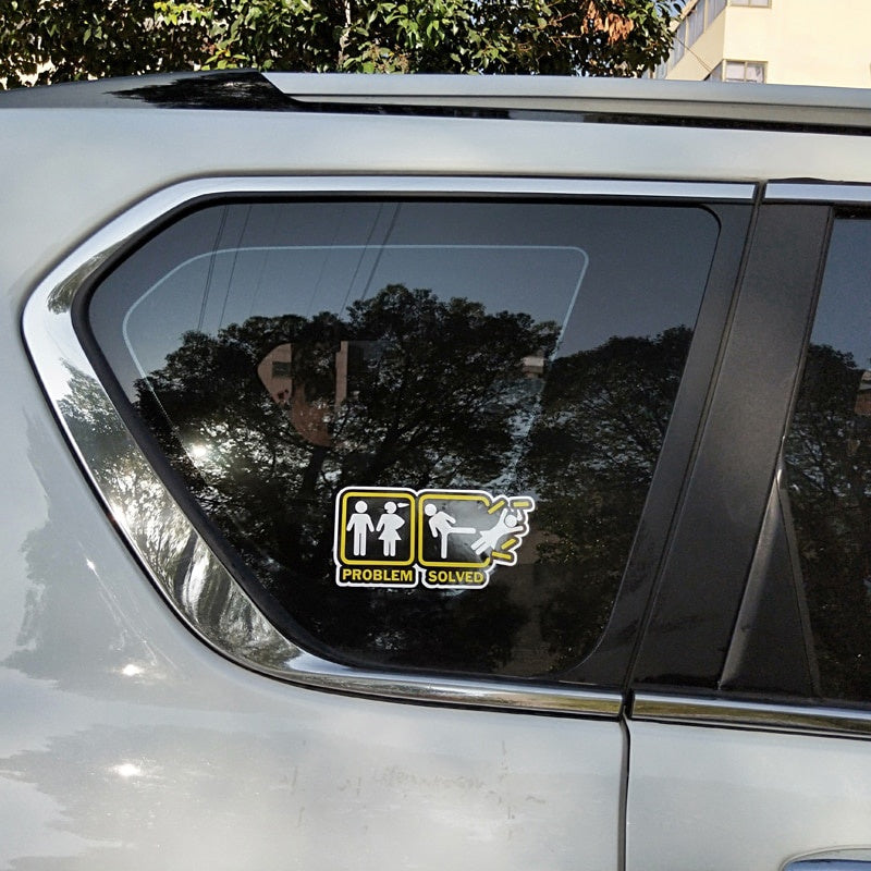 12.9CM*6.1CM Funny Annoying Wife Girlfriend  Problem Solved Car Sticker Decal PVC