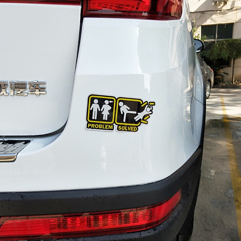 12.9CM*6.1CM Funny Annoying Wife Girlfriend  Problem Solved Car Sticker Decal PVC