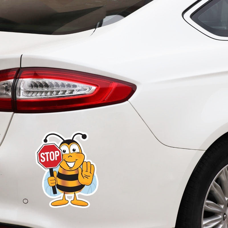 14.2CM*18.2CM BEE STOP Decorate Sticker Car Decal PVC