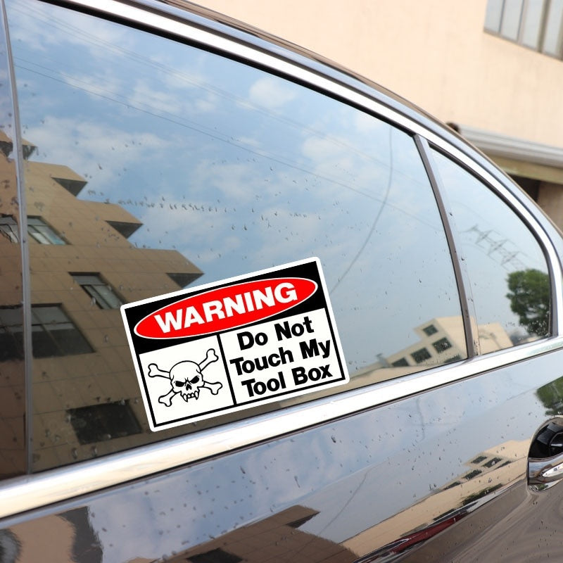 16CM*9.8CM Do Not Touch My Tool Box Funny PVC Skull Car Sticker Decal
