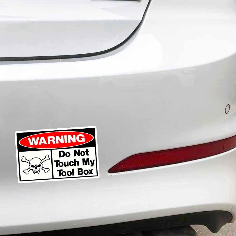 16CM*9.8CM Do Not Touch My Tool Box Funny PVC Skull Car Sticker Decal