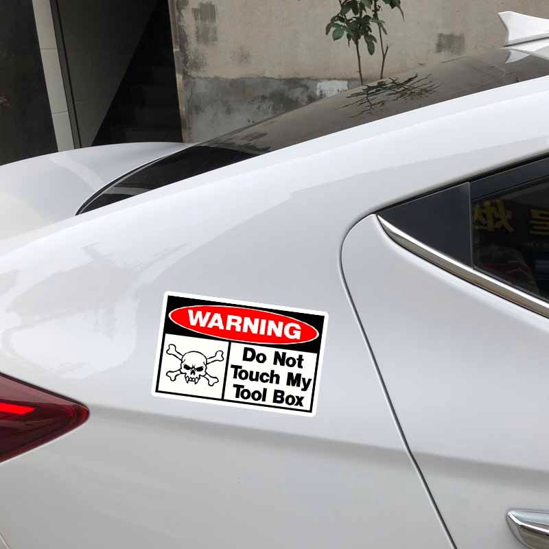 16CM*9.8CM Do Not Touch My Tool Box Funny PVC Skull Car Sticker Decal