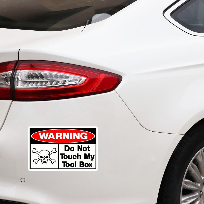 16CM*9.8CM Do Not Touch My Tool Box Funny PVC Skull Car Sticker Decal