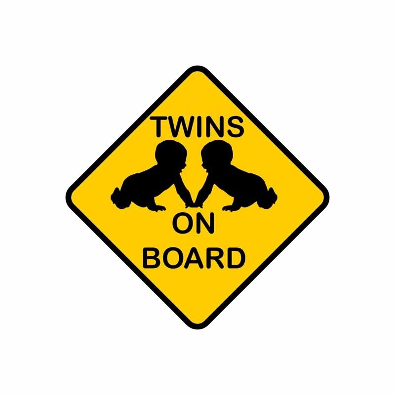13.1CM*13.1CM TWINS ON BOARD Car Sticker Lovely Baby Decal PVC