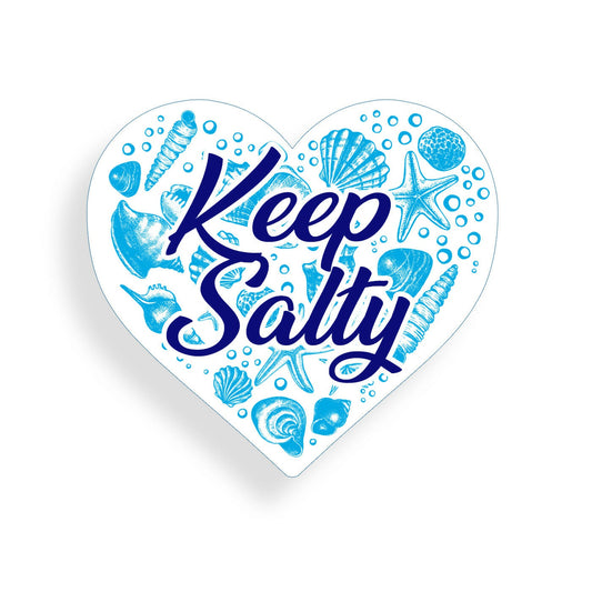 Keep Salty Heart Sticker Sea Shell Seashell Beach Cup Cooler Car Window Decal