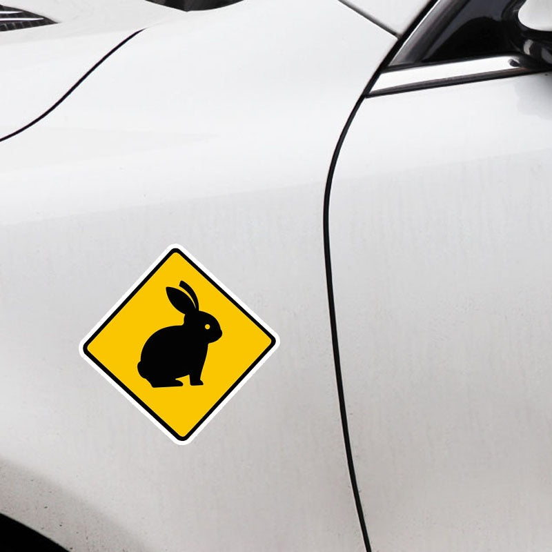 10CM*10CM Cute Rabbit Animal Warning Car Sticker PVC Decal
