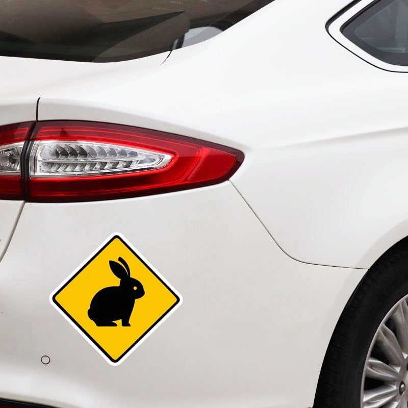 10CM*10CM Cute Rabbit Animal Warning Car Sticker PVC Decal