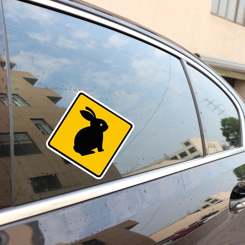 10CM*10CM Cute Rabbit Animal Warning Car Sticker PVC Decal