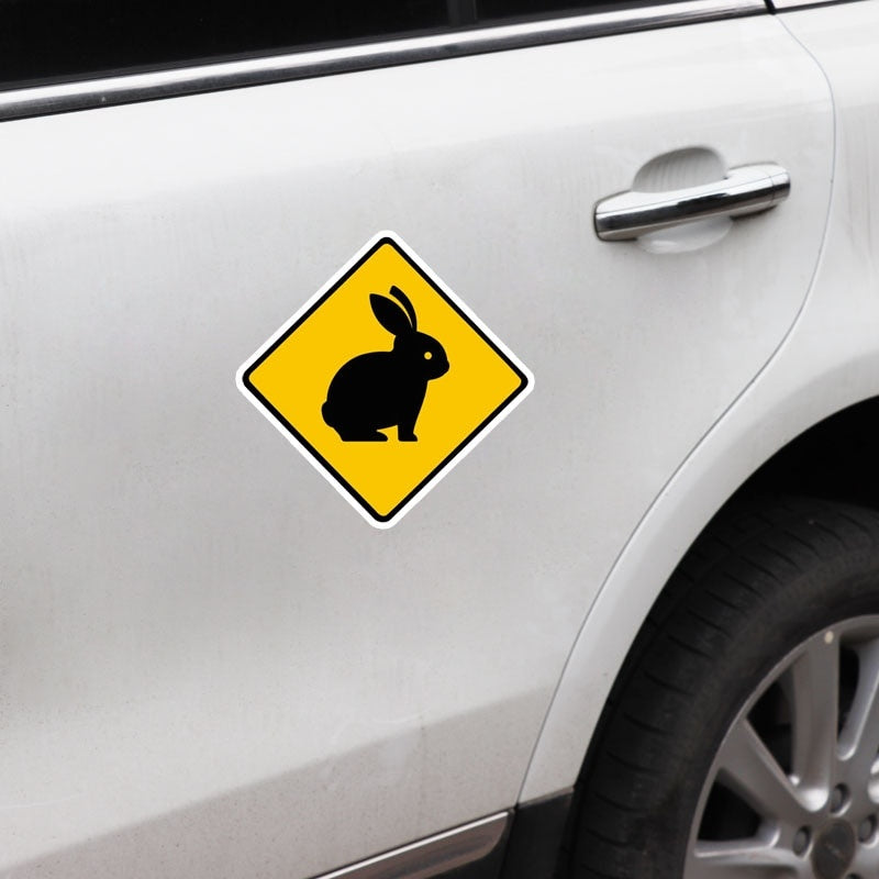 10CM*10CM Cute Rabbit Animal Warning Car Sticker PVC Decal