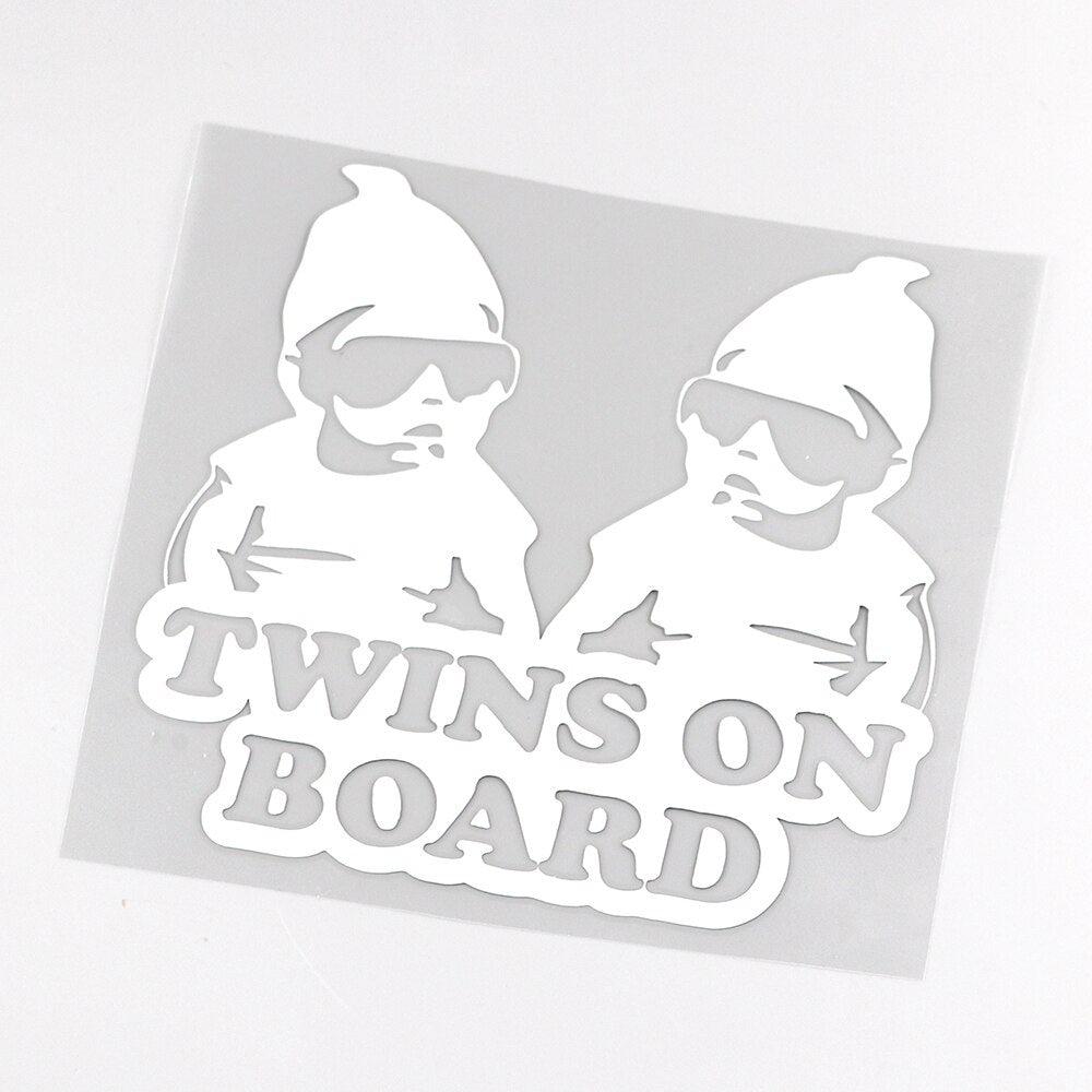15.2CM*14.3CM TWINS ON BOARD Vinyl  Decal Funny Baby Car Sticker 13C-0029
