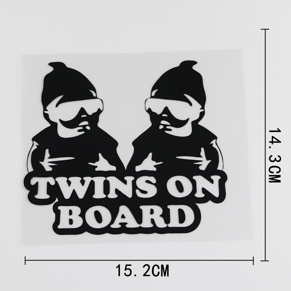15.2CM*14.3CM TWINS ON BOARD Vinyl  Decal Funny Baby Car Sticker 13C-0029