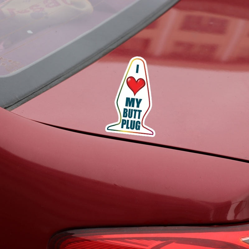 9.8CM*15.6CM Funny I Love My Butt Plug Creative Car Sticker  Decal PVC