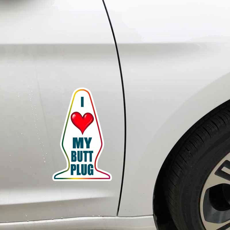 9.8CM*15.6CM Funny I Love My Butt Plug Creative Car Sticker  Decal PVC