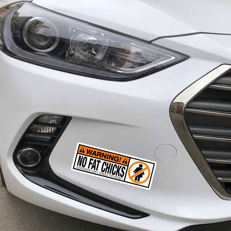 18.8CM*6.3CM WARNING PVC Funny Decal WARNING No Fat Chicks Car Sticker
