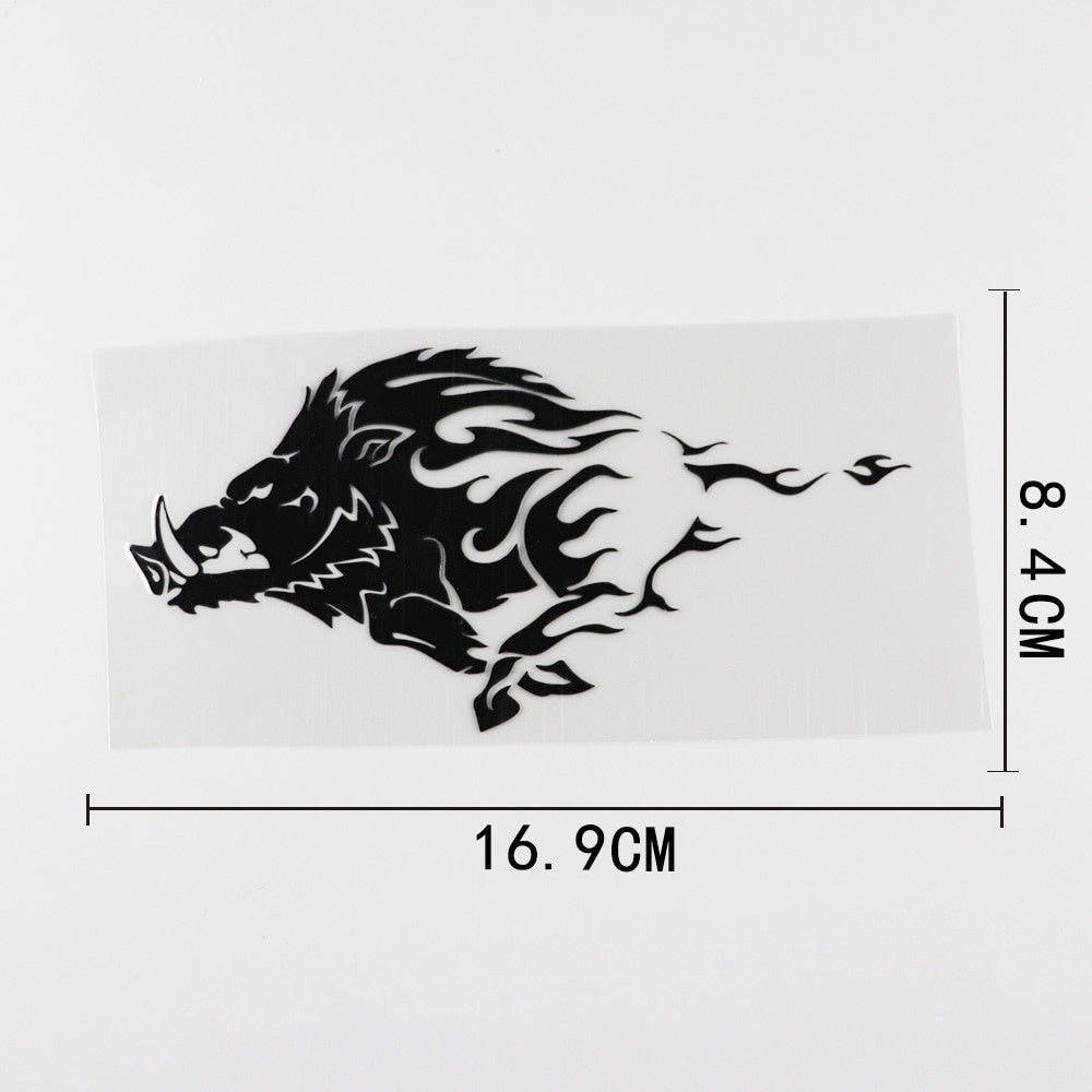16.9CMX8.4CM  Wild Boar Angry Pig Tribal Animal Vinyl Car Sticker Black /Silver 13C-0193