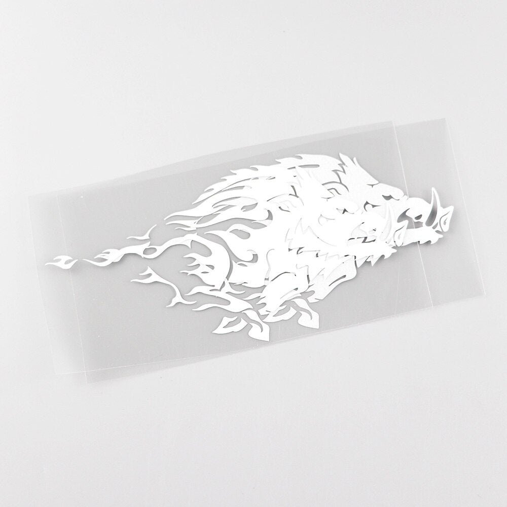 16.9CMX8.4CM  Wild Boar Angry Pig Tribal Animal Vinyl Car Sticker Black /Silver 13C-0193