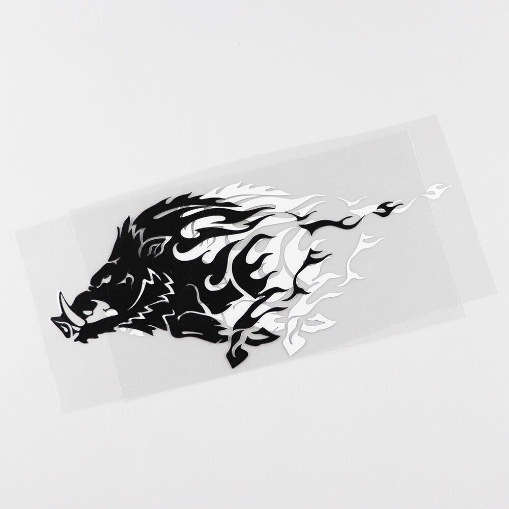 16.9CMX8.4CM  Wild Boar Angry Pig Tribal Animal Vinyl Car Sticker Black /Silver 13C-0193