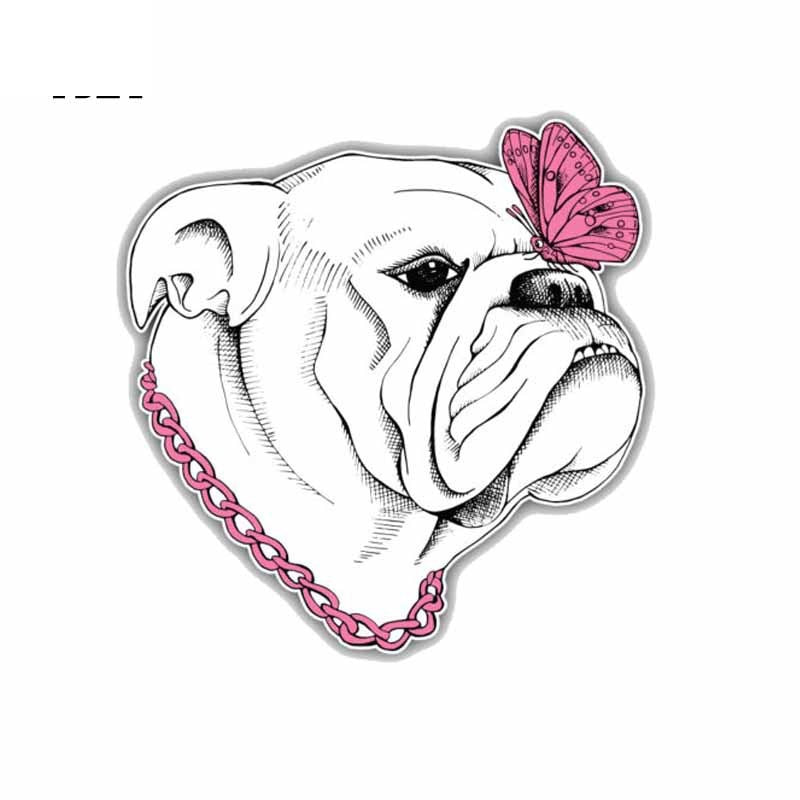 12.7*13.2CM Bulldog Dog Girl Car Bumper Window Decoration Car Sticker