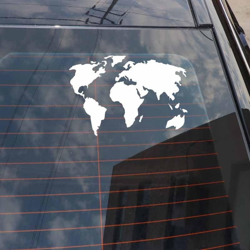 18CM*12.2CM World Map Personality Fashion Decor Decal Car Sticker Black/Silver Vinyl Graphical C11-0932