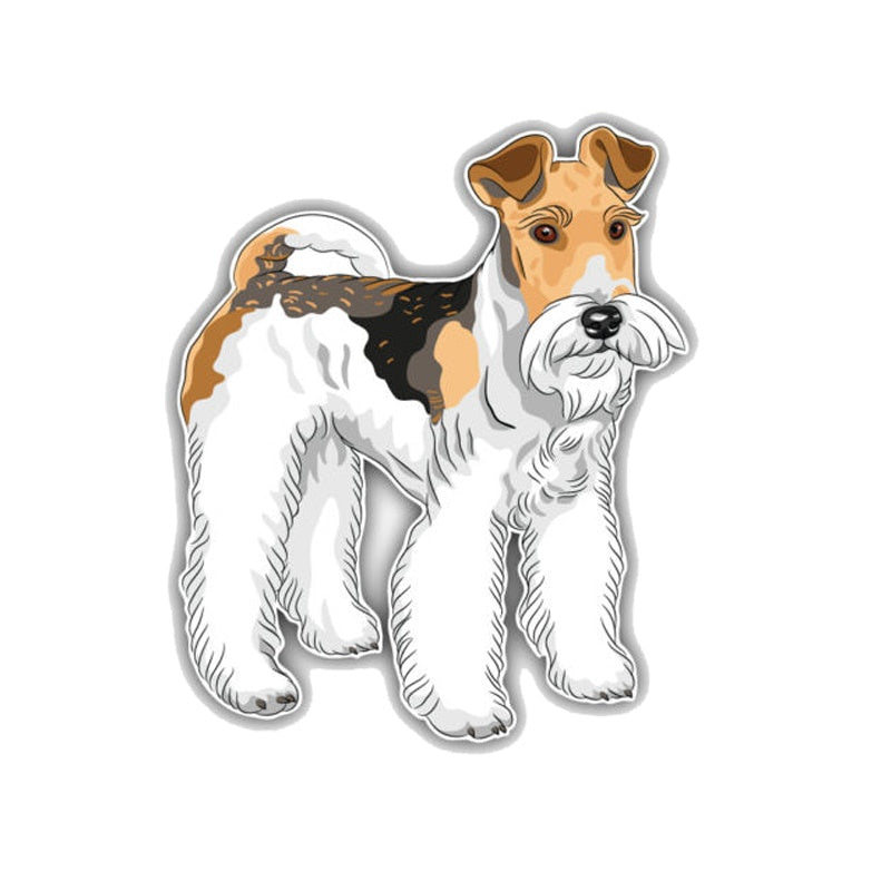 11.4*13.7CM  Wire Fox Terrier Dog Car Decoration Bumper Window Sticker