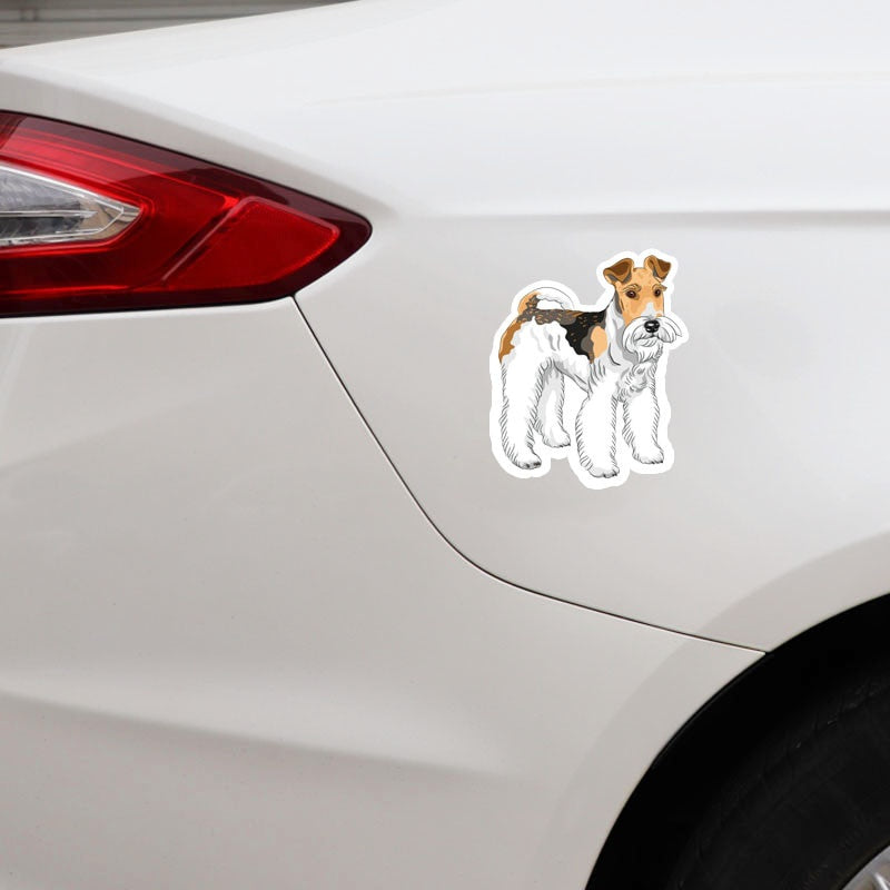 11.4*13.7CM  Wire Fox Terrier Dog Car Decoration Bumper Window Sticker