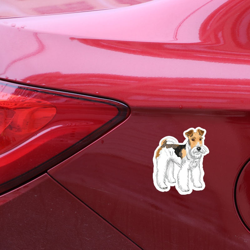 11.4*13.7CM  Wire Fox Terrier Dog Car Decoration Bumper Window Sticker