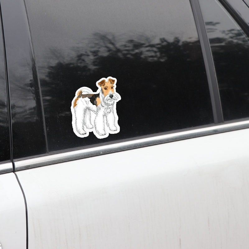11.4*13.7CM  Wire Fox Terrier Dog Car Decoration Bumper Window Sticker