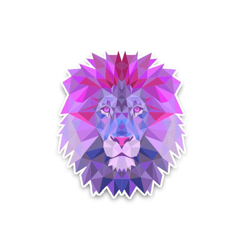 9.9*11.6CM Cartoon Purple Pink Artistic Lion Realistic Animal Car Sticker PVC Decals