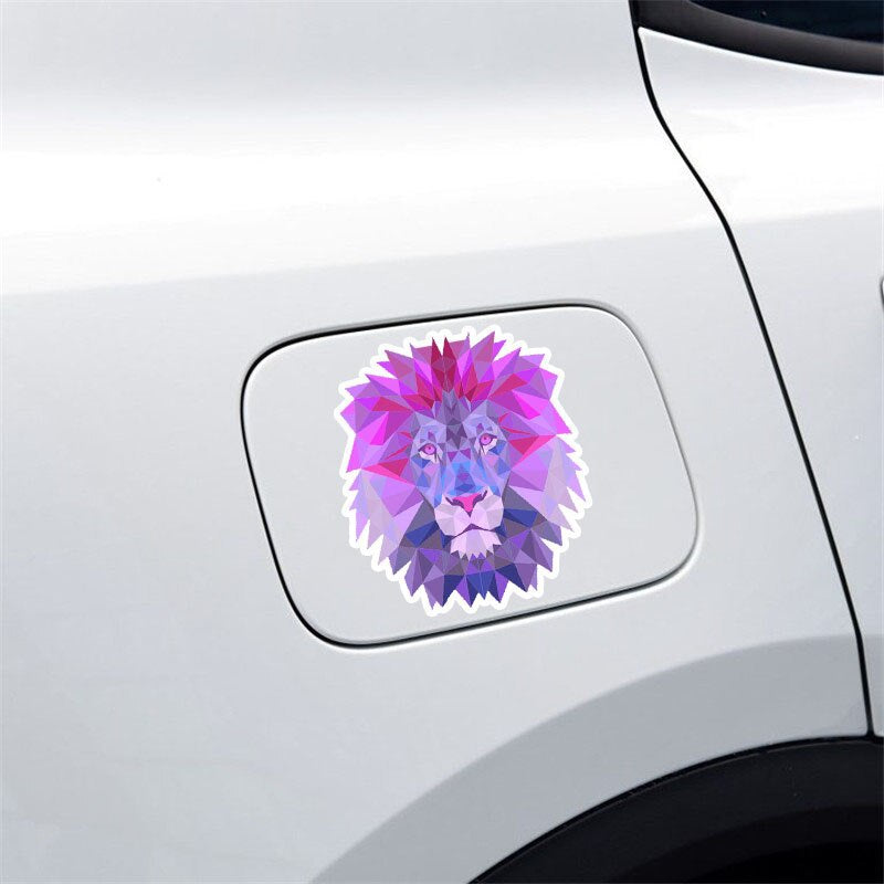 9.9*11.6CM Cartoon Purple Pink Artistic Lion Realistic Animal Car Sticker PVC Decals