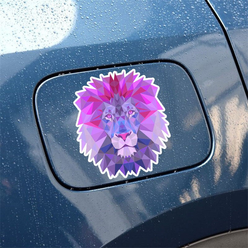 9.9*11.6CM Cartoon Purple Pink Artistic Lion Realistic Animal Car Sticker PVC Decals