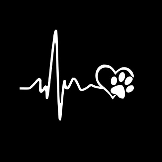 13CM*10.3CM Heartbeat Love Dog Footprints Creative Vinyl Car Sticker Decals Black/Silver C10-00204