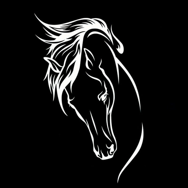 10.4cm*17cm Animal Horse Head Car Accessories Vinyl Car Sticker Black/Silver S6-2724