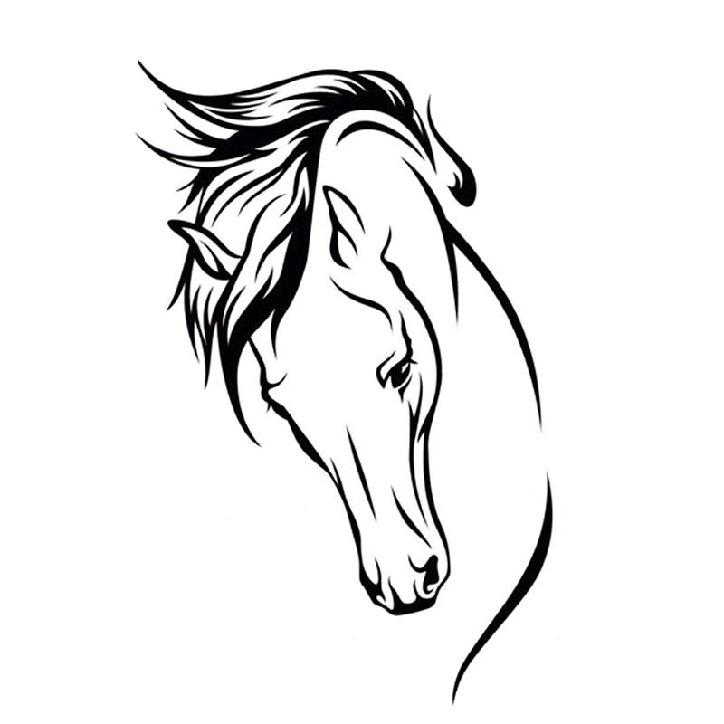 10.4cm*17cm Animal Horse Head Car Accessories Vinyl Car Sticker Black/Silver S6-2724