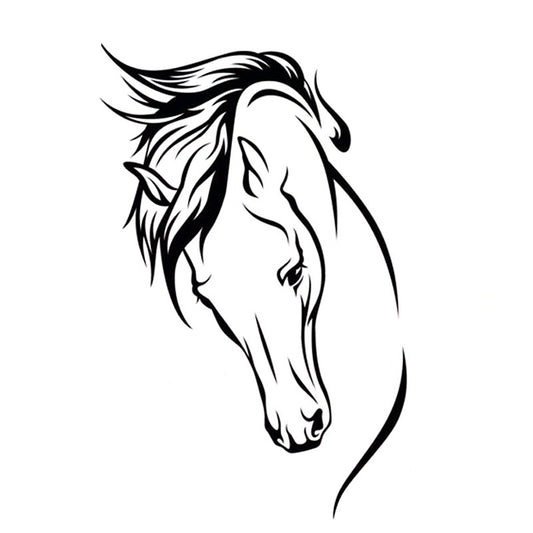 10.4cm*17cm Animal Horse Head Car Accessories Vinyl Car Sticker Black/Silver S6-2724