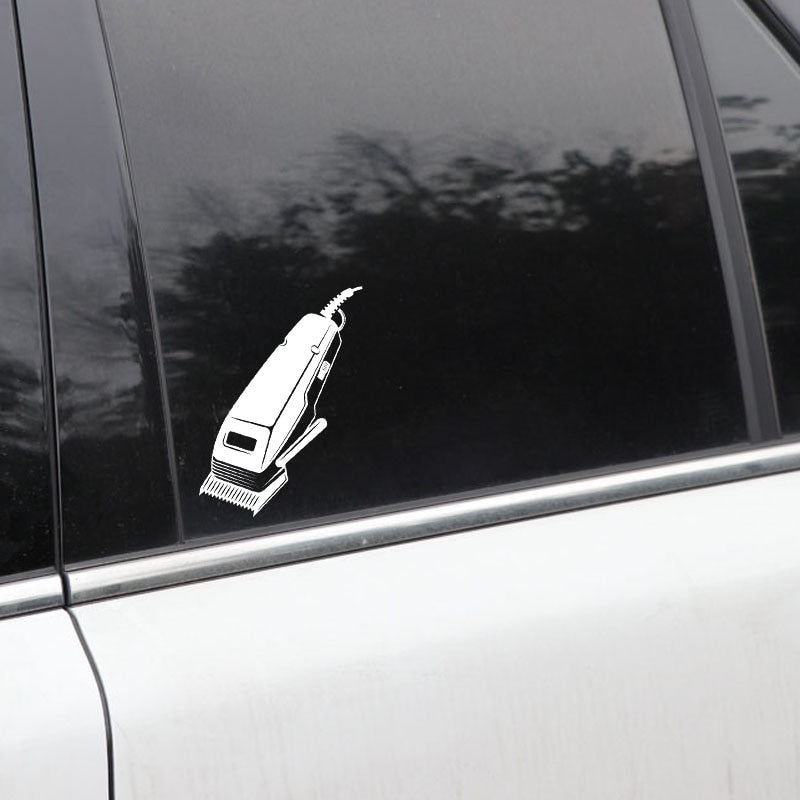 13.7CM*15.2CM Haircut Machine Barbershop Hairdressing Salon Vinyl DecorationCar Sticker  Black/Silver C22-0005