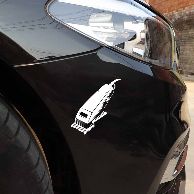 13.7CM*15.2CM Haircut Machine Barbershop Hairdressing Salon Vinyl DecorationCar Sticker  Black/Silver C22-0005