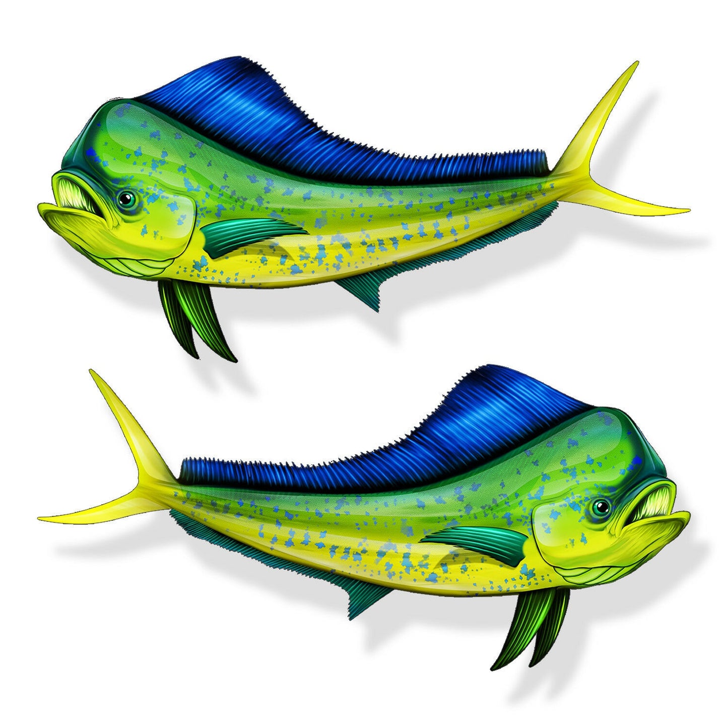 Pair Mahi Fish Sticker Dolphin Laptop Fishing Car Vehicle Window Bumper Decal