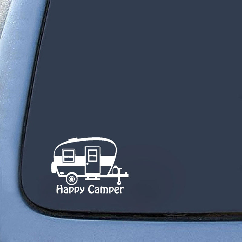 15.3CM*11.1CM Cartoon Creative Art Happy Camper Vinyl Decal Motorcycle Car Sticker Waterproof C11-1333