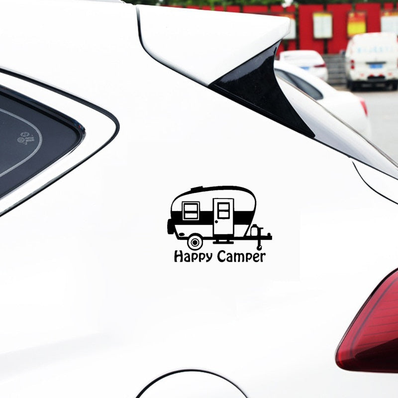 15.3CM*11.1CM Cartoon Creative Art Happy Camper Vinyl Decal Motorcycle Car Sticker Waterproof C11-1333