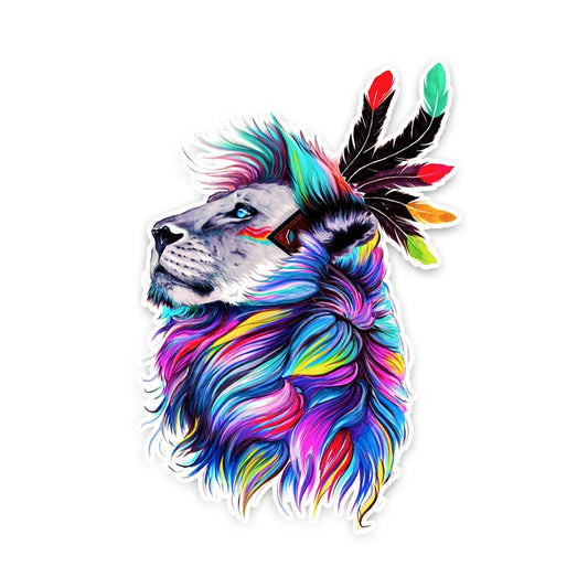 12CM*17.5CM Beautiful Animal Lion With Colourful Hair PVC Car Sticker Popular Decal