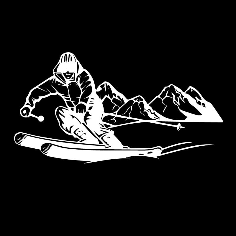 10CM*18.9CM Brave Ski Adventure Sticker Decorative Car Vinyl Decal Black/Silver C30-0437
