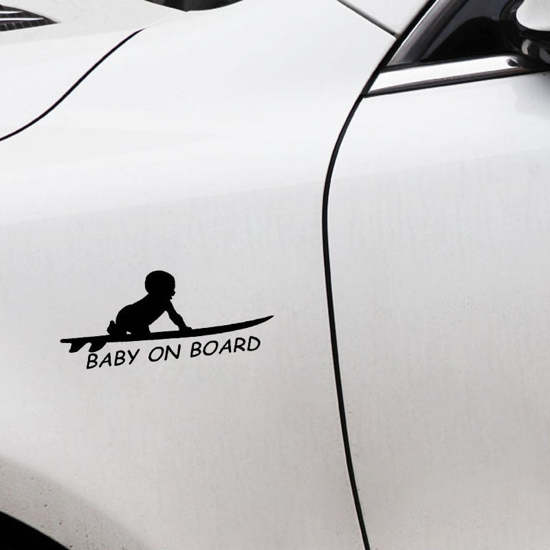 15.3*6.4CM Baby On Board Surf Surfing Surfboard Car Truck Window Funny Vinyl Decal Stickers C1-4012