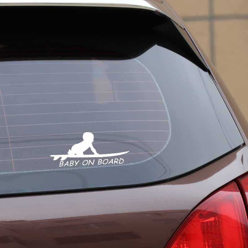 15.3*6.4CM Baby On Board Surf Surfing Surfboard Car Truck Window Funny Vinyl Decal Stickers C1-4012