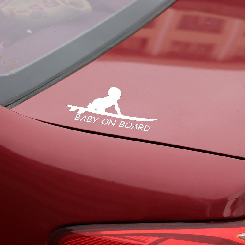 15.3*6.4CM Baby On Board Surf Surfing Surfboard Car Truck Window Funny Vinyl Decal Stickers C1-4012