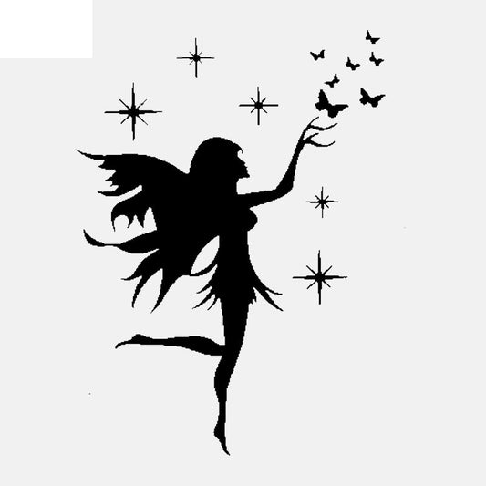 13CM*16.9CM Car Sticker Fairy Butterfly Removable Decal Art Decor Vinyl Black/Silver C24-0187