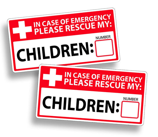 2Pcs First Aid Rescue Emergency Child Children Fire Safety Sticker 911 Window Decal